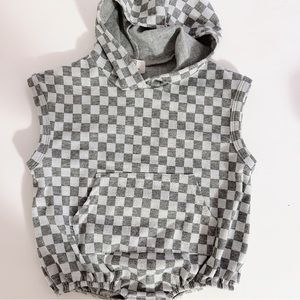 Huds and Hanes Ryder checkered hoodie romper size 9-12M EUC